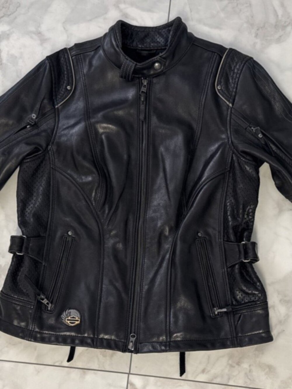 Harley-Davidson 115th Anniversary Black Leather Jacket Womens Large Motorcycle - Picture 6 of 15